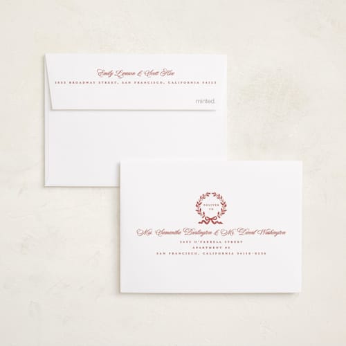 This is a holly berry petite holiday cards with standard by Wildfield Paper Co called holiday flourish printing on signature in petite