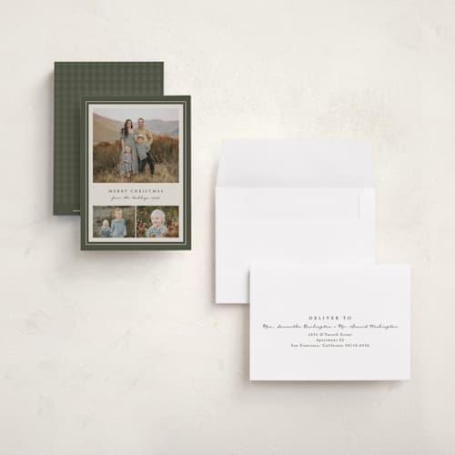 This is a pine petite holiday cards with standard by Brianne Larsen called classic frame printing on signature in petite