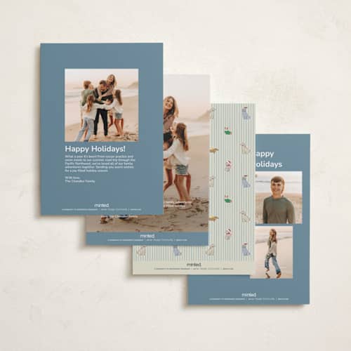 This is a frost petite holiday cards with standard by Daisyworks Studio called paws & pinstripes printing on signature in petite