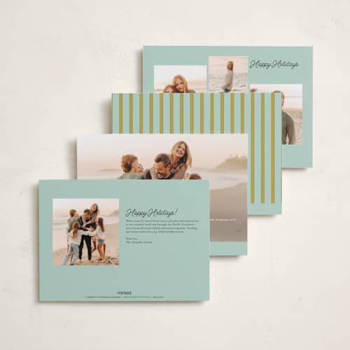 This is a mint petite holiday cards with standard by Erika Firm called beach house summer printing on signature in petite