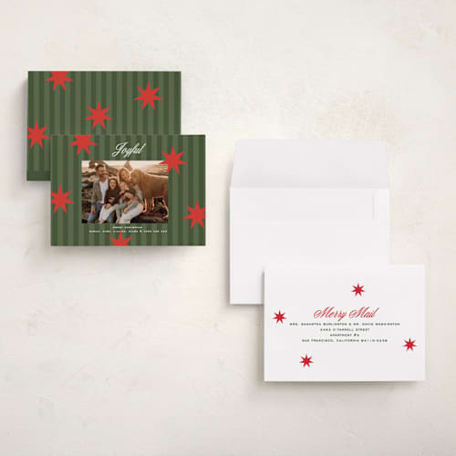 This is a spruce petite holiday cards with standard by Owl and Toad called constellation printing on signature in petite