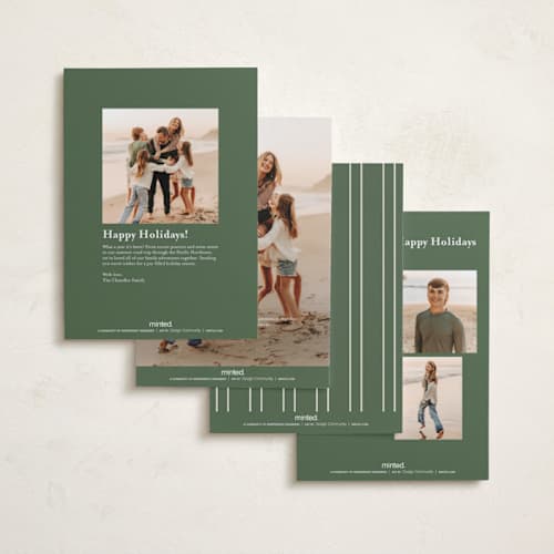 This is a pine petite holiday cards with standard by Diana Pinnell called five moments printing on signature in petite