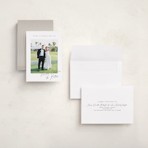 This is a snow petite holiday cards with standard by Orasie called merriest together printing on recycled smooth signature in petite