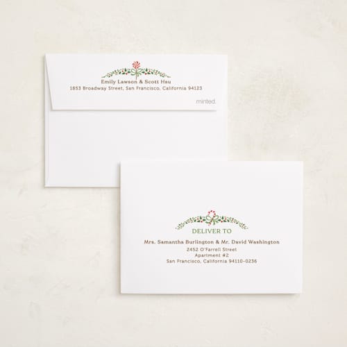 This is a peppermint petite holiday cards with standard by Paper Sun Studio called sweet dreams printing on signature in petite