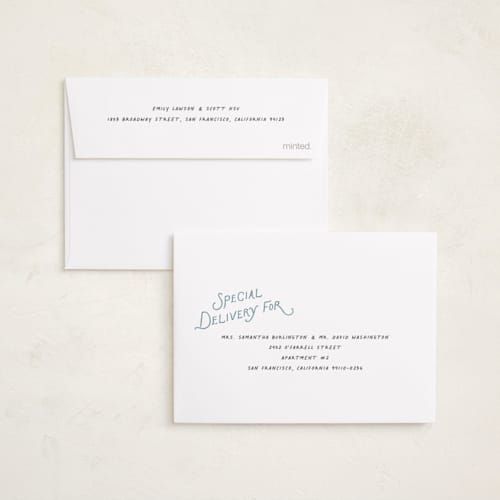 This is a frost petite holiday cards with standard by Hooray Creative called whimsical type printing on signature in petite
