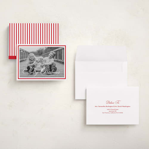 This is a berry petite holiday cards with standard by Kelly Schmidt called minimalist border printing on signature in petite