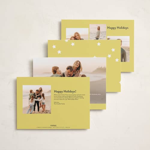 This is a citrus petite holiday cards with standard by Ellen Schlegelmilch called spangled printing on signature in petite