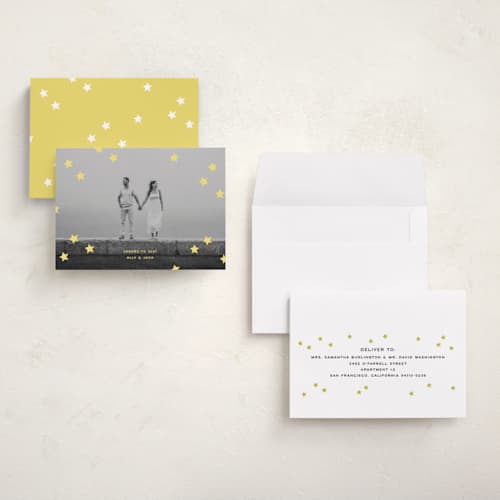 This is a citrus petite holiday cards with standard by Ellen Schlegelmilch called spangled printing on signature in petite