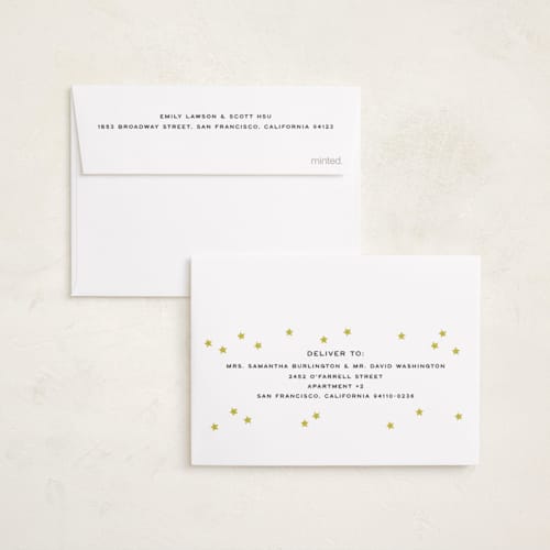 This is a citrus petite holiday cards with standard by Ellen Schlegelmilch called spangled printing on signature in petite