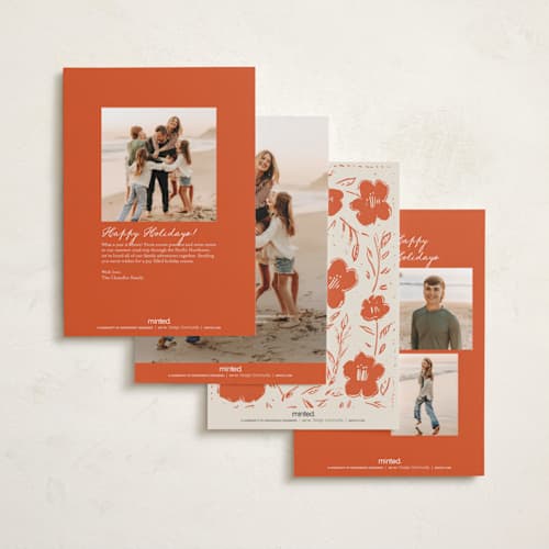 This is a cinnamon petite holiday cards with standard by THE SOCIAL TYPE WHOLESALE called block print printing on signature in petite