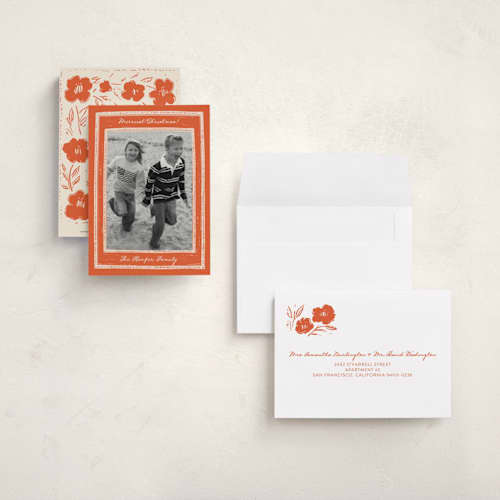 This is a cinnamon petite holiday cards with standard by THE SOCIAL TYPE WHOLESALE called block print printing on signature in petite