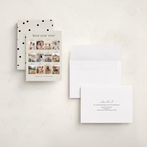 This is a crêpe petite holiday cards with standard by Olivia Williams called best year printing on recycled smooth signature in petite