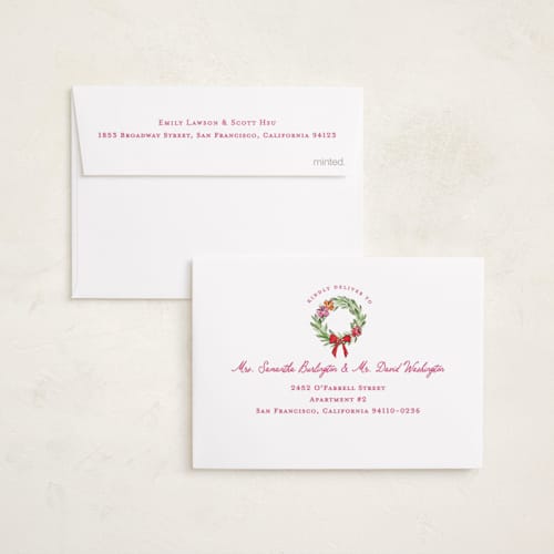 This is a hibiscus petite holiday cards with standard by Sarah Knight called ohana printing on signature in petite
