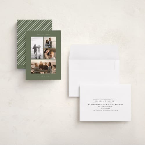This is a wreath petite holiday cards with standard by Emily Sabol Goss called quartet printing on signature in petite