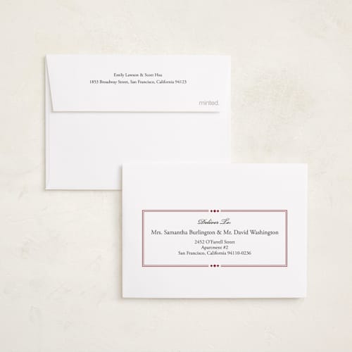 This is a burgundy petite holiday cards with standard by Angel Walker called marble diamond printing on signature in petite