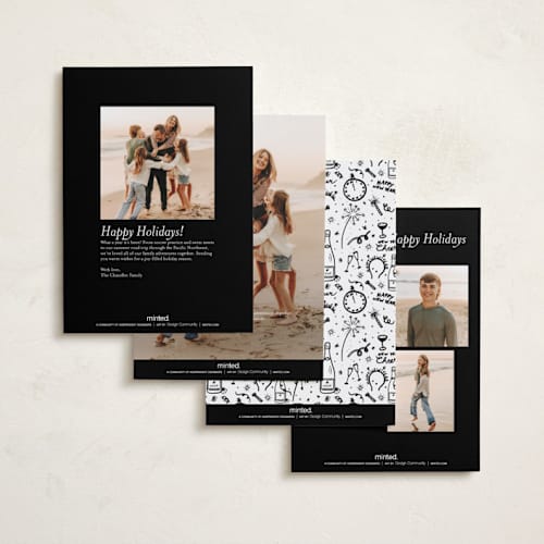 This is a noir petite holiday cards with standard by Erika Firm called what a twelve months (year!) printing on recycled smooth signature in petite