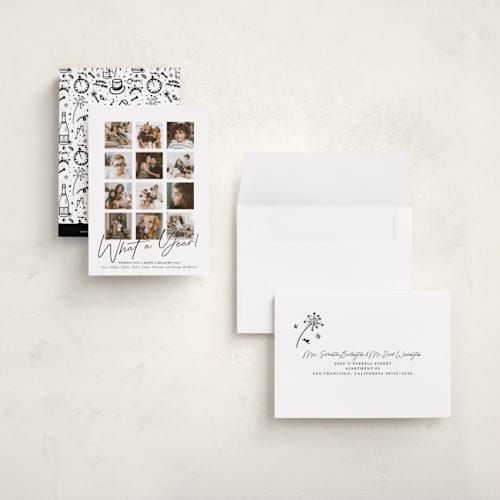 This is a noir petite holiday cards with standard by Erika Firm called what a twelve months (year!) printing on recycled smooth signature in petite