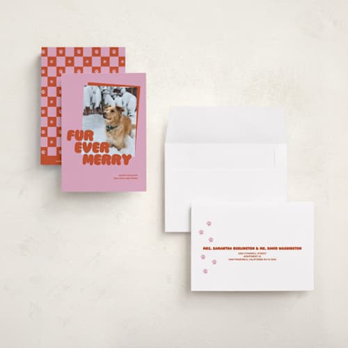This is a berry petite holiday cards with standard by Inkblot Design called furever printing on signature in petite