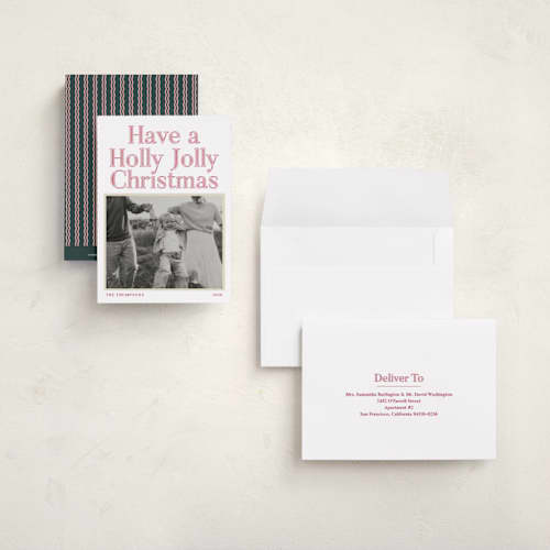 This is a peppermint petite holiday cards with standard by Robert and Stella called so holly jolly printing on signature in petite