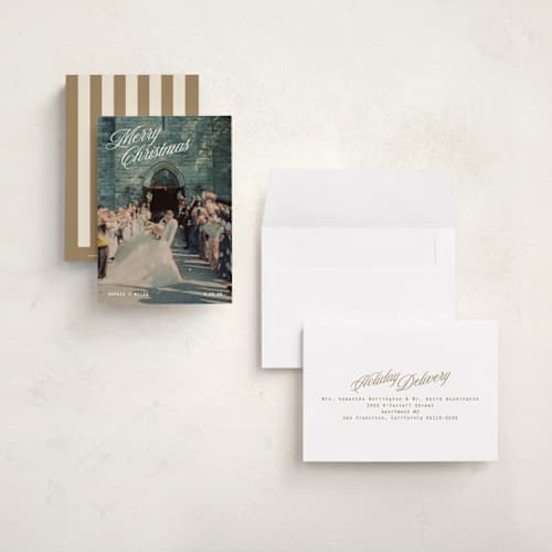 This is a snow petite holiday cards with standard by Kristie Kern called pomeroy printing on signature in petite