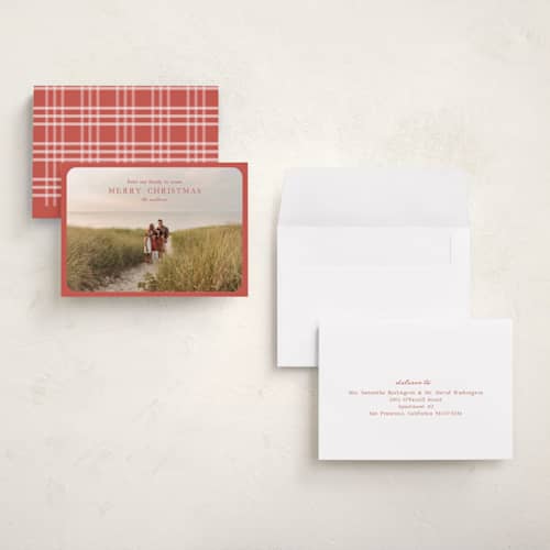 This is a holly berry petite holiday cards with standard by Kasia Labocki called family greeting printing on signature in petite