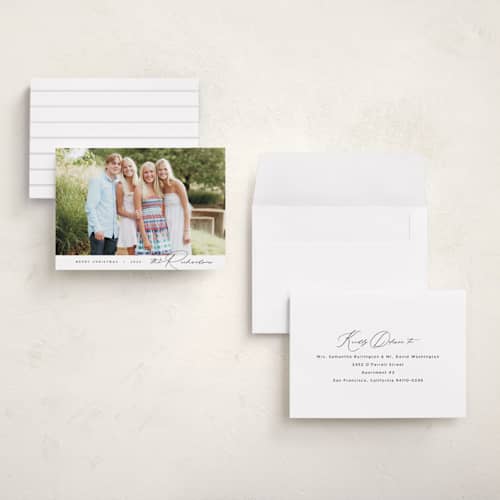 This is a snow petite holiday cards with standard by Nicoletta Savod called elegance printing on recycled smooth signature in petite