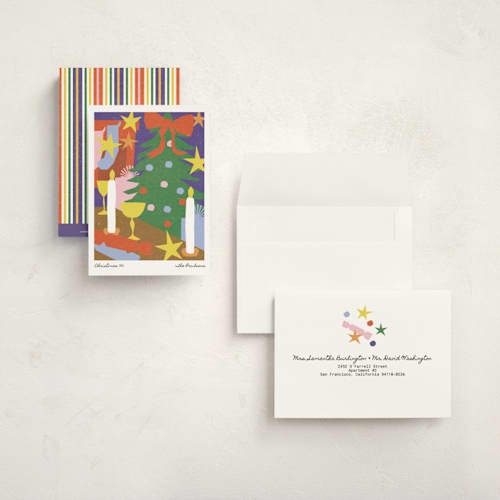 This is a plum petite holiday cards with standard by Inkblot Design called cut paper party printing on signature in petite