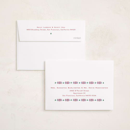 This is a poinsettia petite holiday cards with standard by Amy Kross called lauren printing on signature in petite