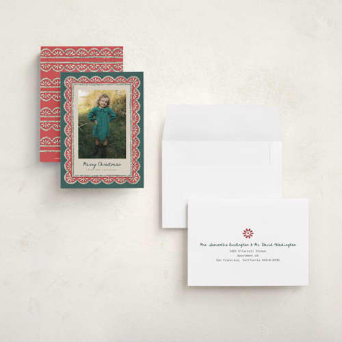 This is a forest petite holiday cards with standard by Chris Griffith called holiday chantilly lace printing on signature in petite