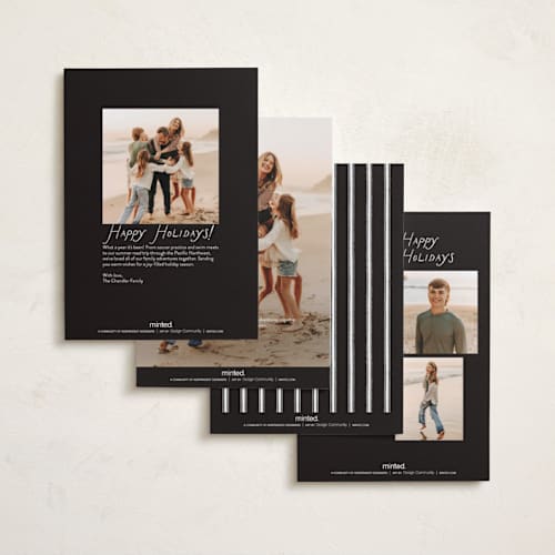 This is a snow petite holiday cards with standard by taylorVdesign called corner notes printing on signature in petite