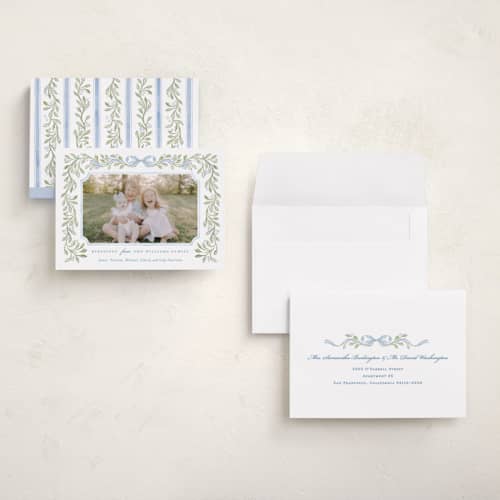 This is a bluebell petite holiday cards with standard by Sarah Knight called vintage garland printing on signature in petite