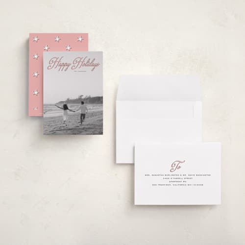 This is a gumdrop petite holiday cards with standard by Ekko Studio called old hollywood printing on signature in petite