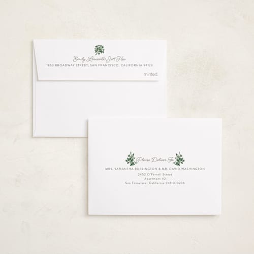 This is a evergreen petite holiday cards with standard by Sarah Brown called a little married printing on recycled smooth signature in petite