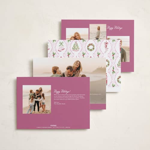 This is a powder petite holiday cards with standard by Sarah Knight called patterned icons printing on signature in petite