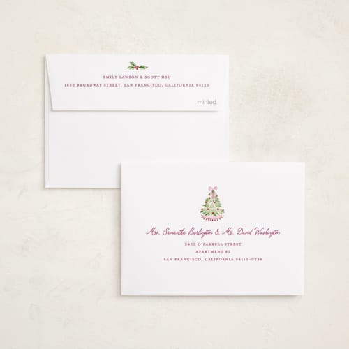 This is a powder petite holiday cards with standard by Sarah Knight called patterned icons printing on signature in petite