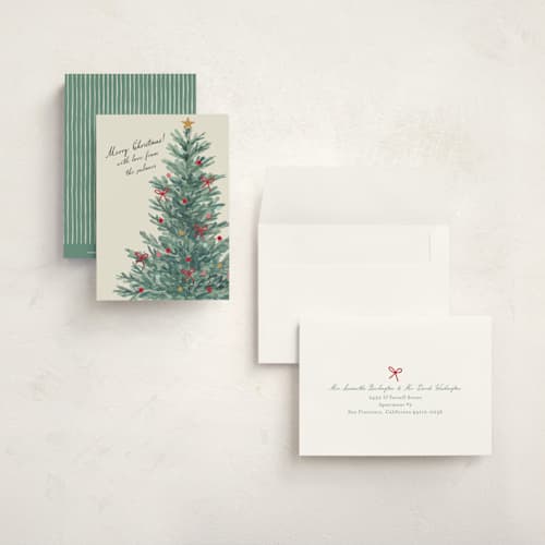 This is a spruce petite holiday cards with standard by Stacey Meacham called christmasy printing on signature in petite