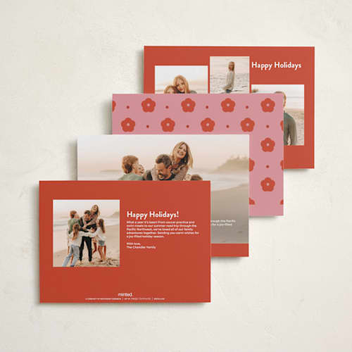 This is a tomato petite holiday cards with standard by Inkblot Design called still merry printing on signature in petite