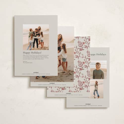 This is a cherry petite holiday cards with standard by Elly called a winter gathering printing on signature in petite