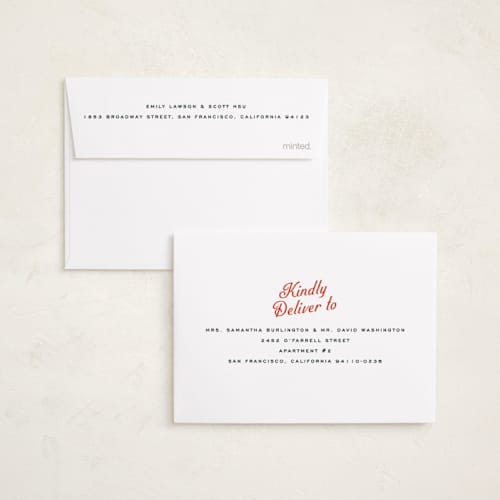 This is a peppermint petite holiday cards with standard by Ekko Studio called vintage postcard printing on signature in petite