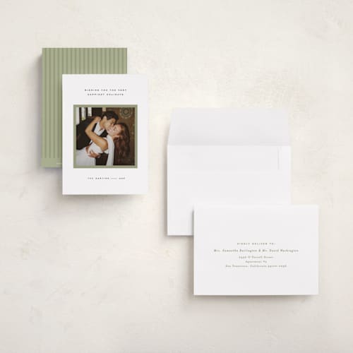 This is a sage petite holiday cards with standard by JoAnn Jinks called minimal border printing on signature in petite