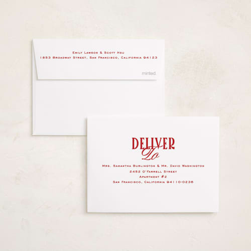 This is a stocking petite holiday cards with standard by Creo Study called modern classic printing on signature in petite