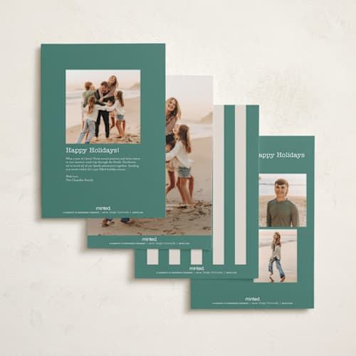 This is a evergreen petite holiday cards with standard by Kristie Kern called the crew printing on signature in petite