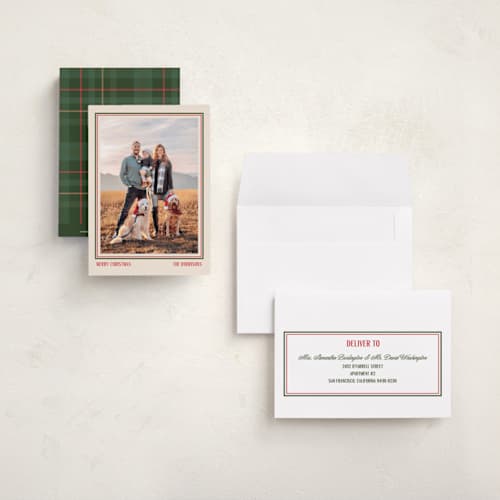 This is a stocking petite holiday cards with standard by Creo Study called simple frame printing on signature in petite