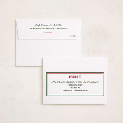 This is a stocking petite holiday cards with standard by Creo Study called simple frame printing on signature in petite