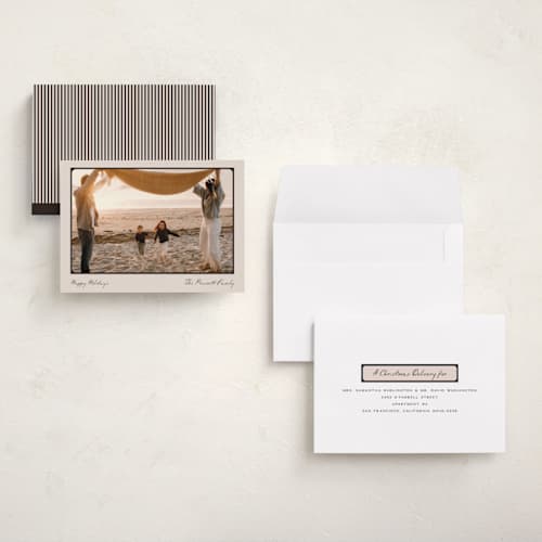 This is a coal petite holiday cards with standard by Pixel and Hank called reverie printing on signature in petite