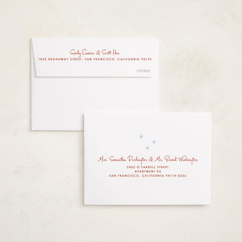 This is a fire petite holiday cards with standard by Inkblot Design called vintage vacay printing on signature in petite