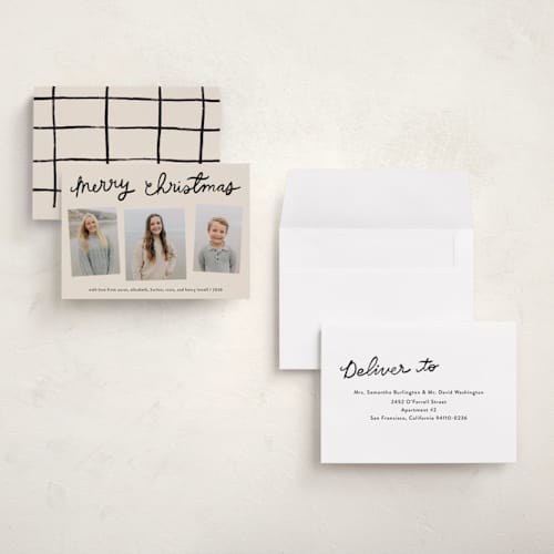 This is a coal petite holiday cards with standard by Kercia Jane called lettered whimsy printing on signature in petite