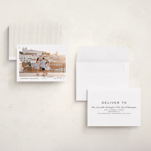 This is a vanilla petite holiday cards with standard by Creo Study called vignette postcard printing on signature in petite