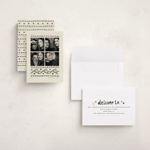 This is a vanilla petite holiday cards with standard by Anastasia Makarova called pencil sketch booth printing on signature in petite