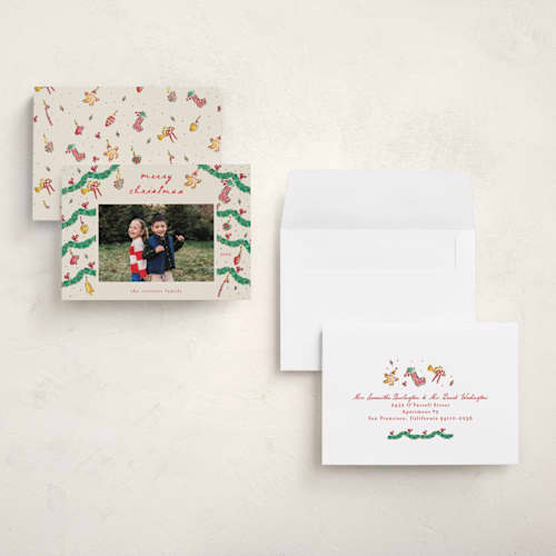 This is a cookie dough petite holiday cards with standard by Sarah Rosenthal called oh christmas tree printing on signature in petite